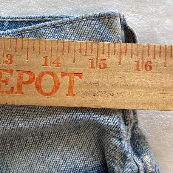 Alexander Wang Shorts Sz 31 Denim X Hike Rolled Button Fly High Waist Distressed - Picture 12 of 16